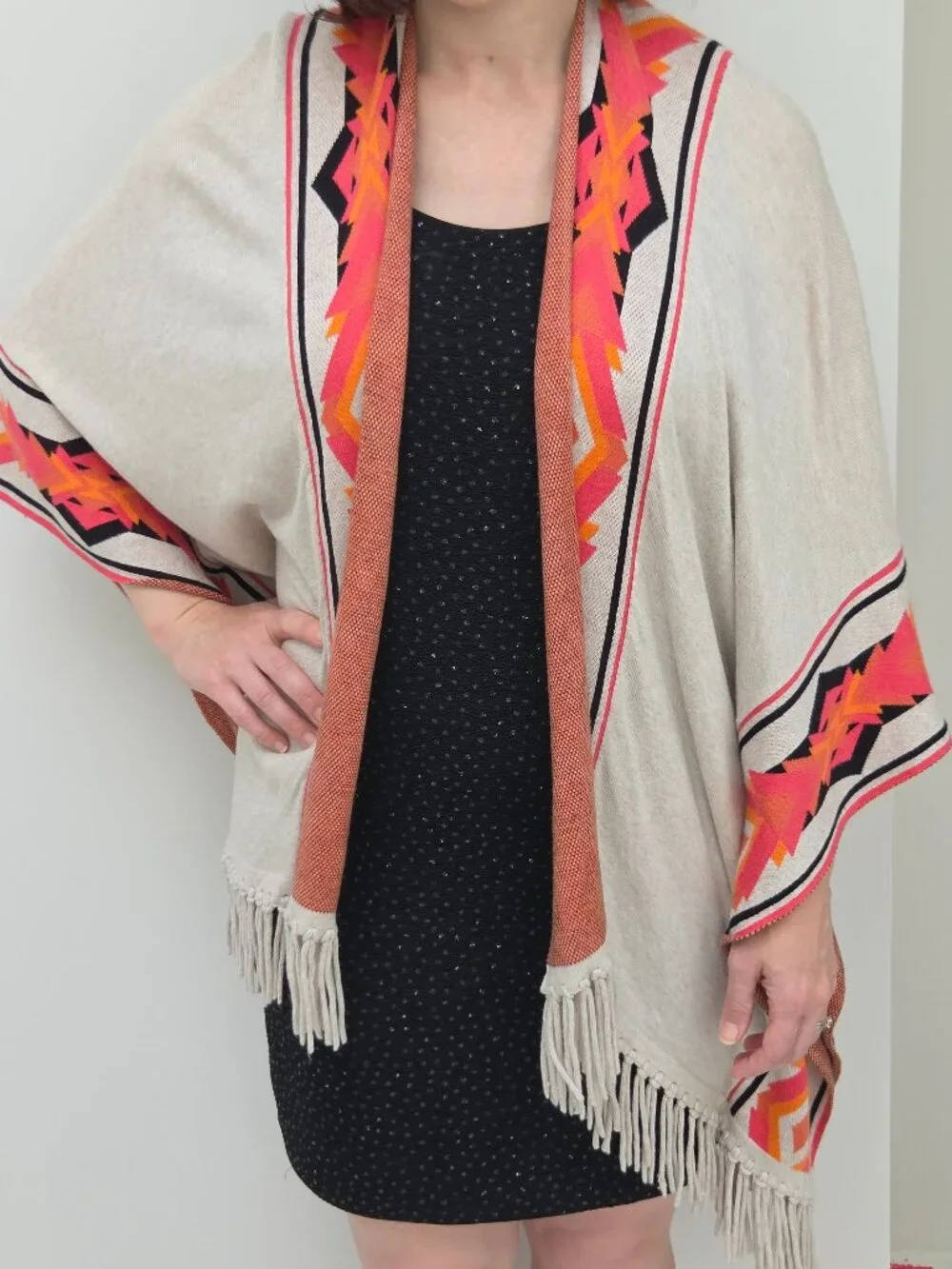 INC BOHEMIAN TRIBAL PONCHO/CAPE